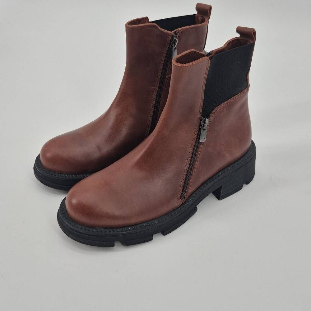Miz Mooz Amore Leather Ankle Boots Brown Size 9